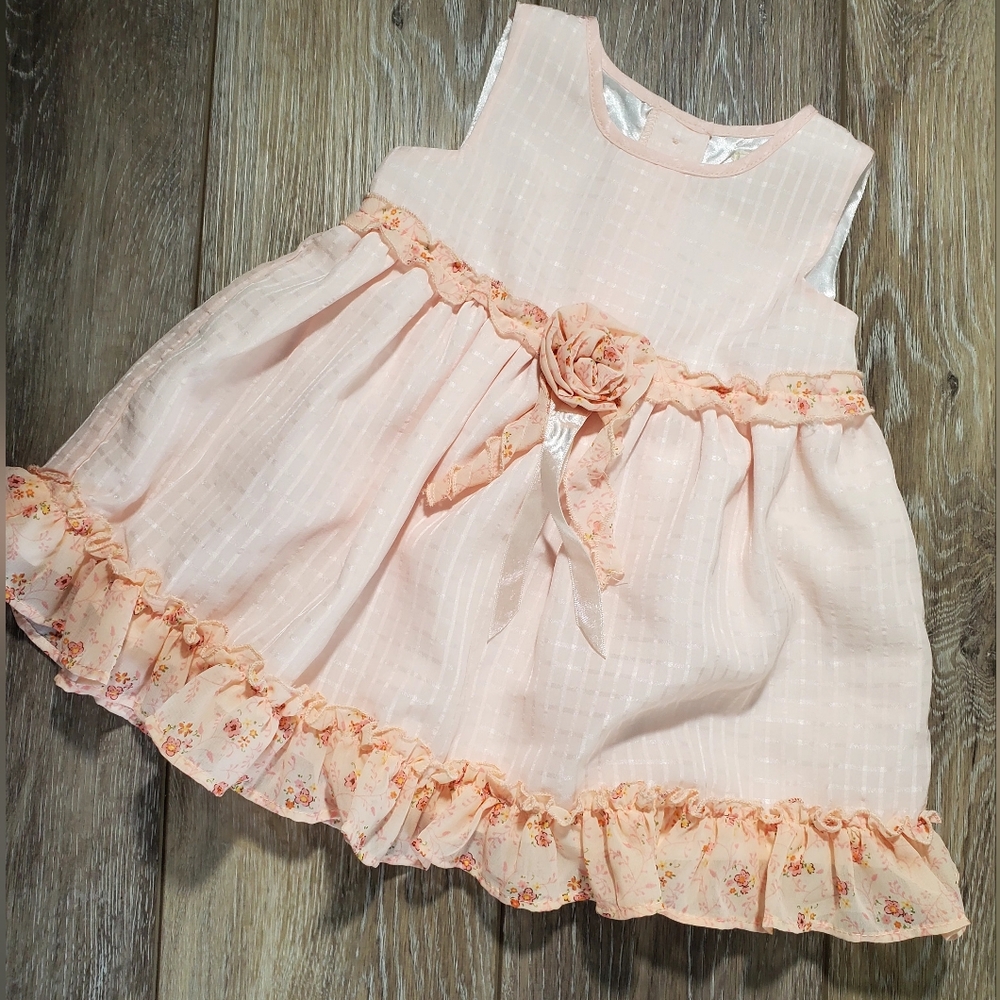 Laura Ashley Peach Blush Baby's Sleeveless Dressy Dress Size 6M